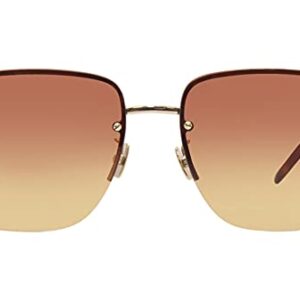 SAINT LAURENT Women's SL 312 Square Metal Sunglasses, Gold/Gold Orange, One Size