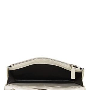 Yves Saint Laurent, Pre-Loved White Grained Calfskin Envelope Wallet-On-Chain (WOC), White