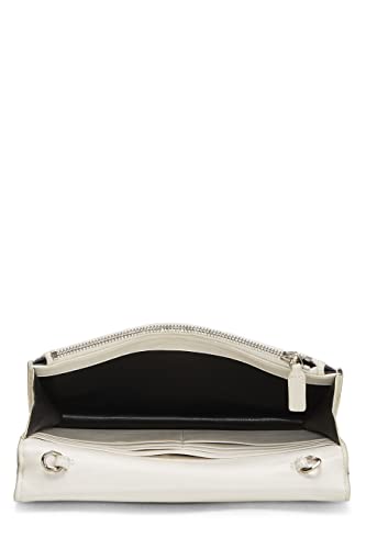 Yves Saint Laurent, Pre-Loved White Grained Calfskin Envelope Wallet-On-Chain (WOC), White