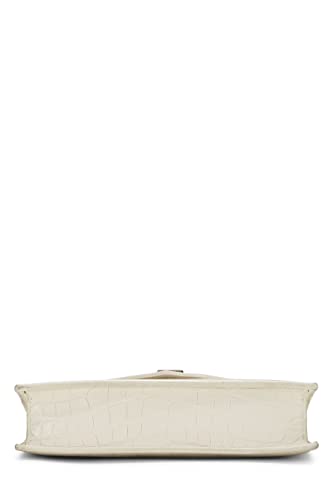 Yves Saint Laurent, Pre-Loved White Grained Calfskin Envelope Wallet-On-Chain (WOC), White