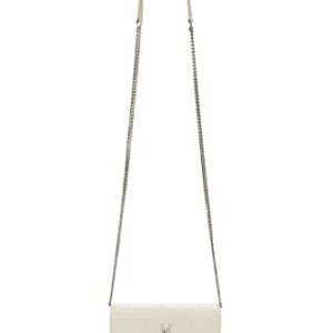 Yves Saint Laurent, Pre-Loved White Grained Calfskin Envelope Wallet-On-Chain (WOC), White