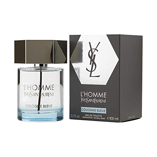 Yves Saint Laurent L'homme Cologne Bleue For Men Eau De Toilette Spray, Multicolor, aromatic aquatic, 3.3 Fl Oz