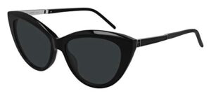 saint laurent women’s cat eye sunglasses, black silver black, one size