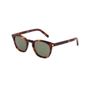 Saint Laurent SL28 003 49MM Havana / Green Square Sunglasses for Men for Women + FREE Complimentary Eyewear Kit, 49