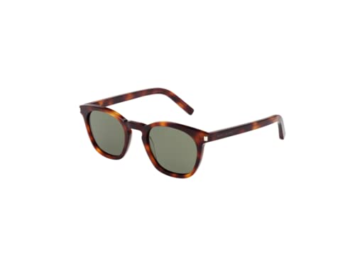 Saint Laurent SL28 003 49MM Havana / Green Square Sunglasses for Men for Women + FREE Complimentary Eyewear Kit, 49