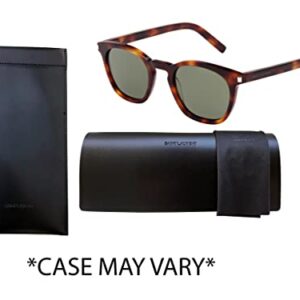 Saint Laurent SL28 003 49MM Havana / Green Square Sunglasses for Men for Women + FREE Complimentary Eyewear Kit, 49