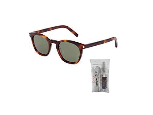 Saint Laurent SL28 003 49MM Havana / Green Square Sunglasses for Men for Women + FREE Complimentary Eyewear Kit, 49