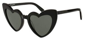 saint laurent women’s sl 181 lou lou hearts sunglasses, black/grey, one size