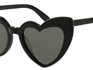 SAINT LAURENT Women's SL 181 Lou Lou Hearts Sunglasses, Black/Grey, One Size