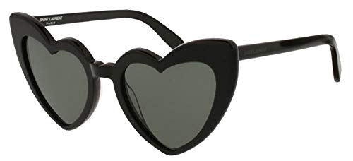 SAINT LAURENT Women's SL 181 Lou Lou Hearts Sunglasses, Black/Grey, One Size