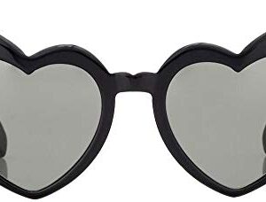 SAINT LAURENT Women's SL 181 Lou Lou Hearts Sunglasses, Black/Grey, One Size