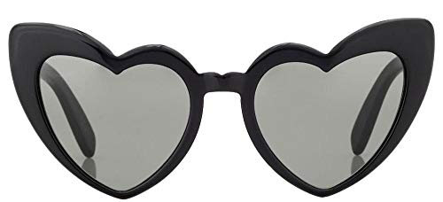 SAINT LAURENT Women's SL 181 Lou Lou Hearts Sunglasses, Black/Grey, One Size