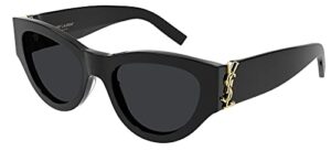 saint laurent women’s glam cat eye sunglasses, black black grey, one size