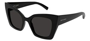 saint laurent women’s sl 552 ultra cat eye sunglasses, black-black-black, one size