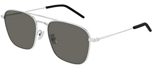 Saint Laurent Unisex Sunglasses Silver Frame, Grey Lenses, 58MM