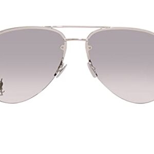 SAINT LAURENT Women's Classic 11 M Aviator Sunglasses, Silver/Silver/Grey, One Size
