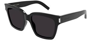 saint laurent women’s sl 507 sunglasses, black-black-grey, one size