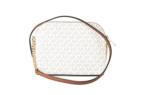 Michael Kors Jet Set Medium Crossbody Leather Handbag (VANILLA)