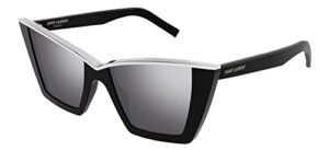 saint laurent sl-570 002 sunglasses women’s black/silver butterfly shape 54mm
