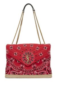 yves saint laurent, pre-loved red bandana canvas loulou shoulder bag medium, red