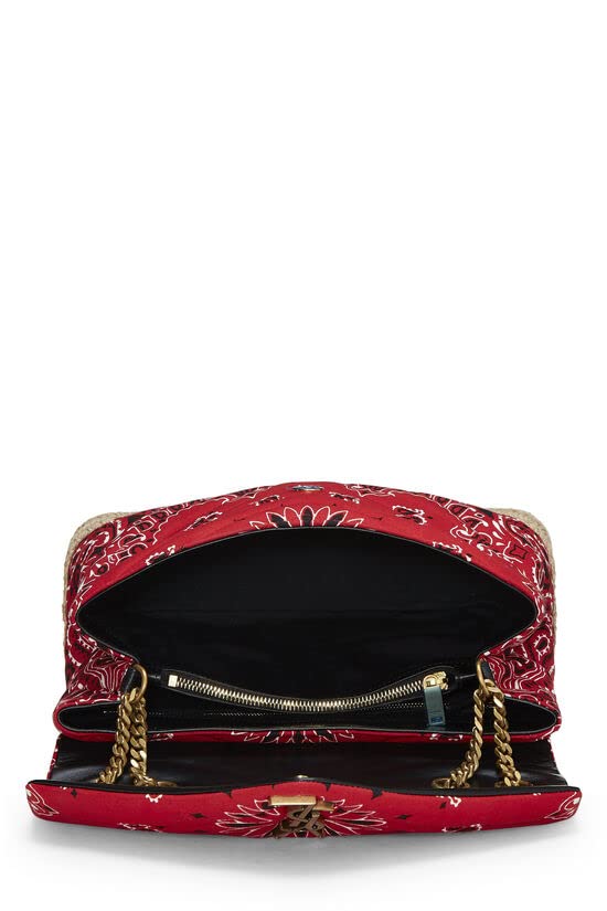Yves Saint Laurent, Pre-Loved Red Bandana Canvas Loulou Shoulder Bag Medium, Red