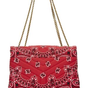 Yves Saint Laurent, Pre-Loved Red Bandana Canvas Loulou Shoulder Bag Medium, Red