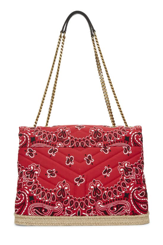 Yves Saint Laurent, Pre-Loved Red Bandana Canvas Loulou Shoulder Bag Medium, Red