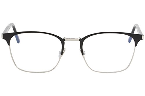 Saint Laurent SL 224 002 Black Silver Metal Square Eyeglasses 52mm