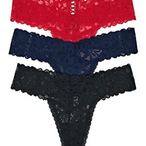 Victoria's Secret The Lacie Thong Panty Set of 3 Small Red Cross / Ensign Cross / Black Cross