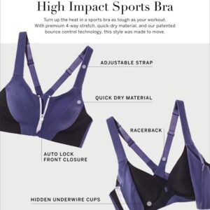 Victoria's Secret Knockout High Impact Front-Close Sports Bra with Underwire, Black, 36C