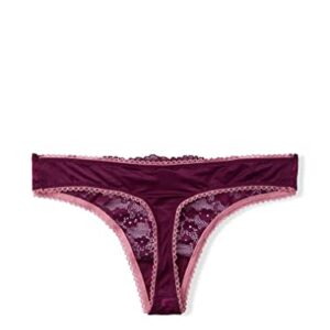 Victoria's Secret Body by Victoria Lace Front Thong Panty, Kir Burgundy, X-Large