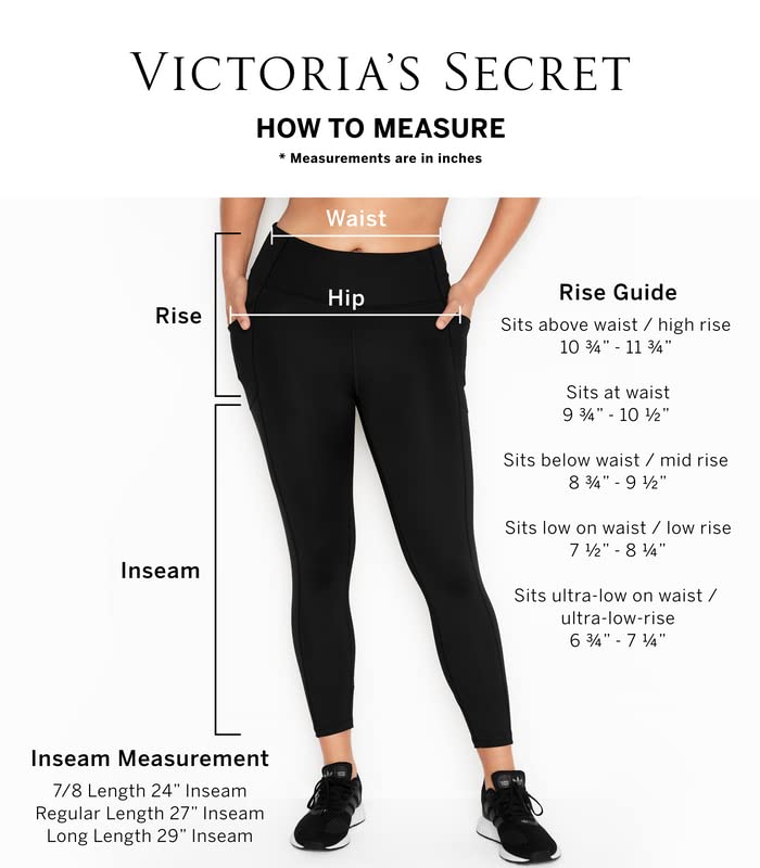 Victoria's Secret Essential High Rise Pocket Women's Performance Leggings, Black, Regular Length, 8