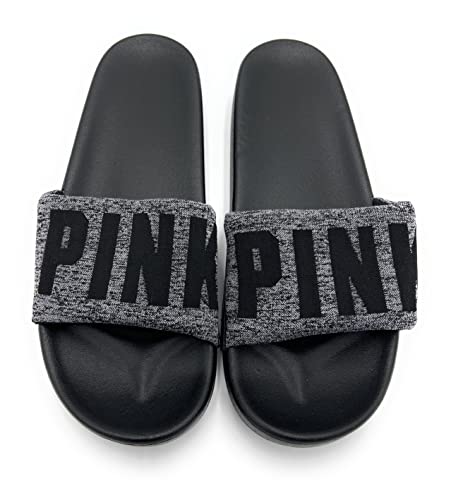 Victoria's Secret Pink Women's Single Strap Slides Sandals (US, Medium, Marl Grey)