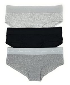 victoria’s secret pink hipster panty set of 3 small light gray / black / heather charcoal logo