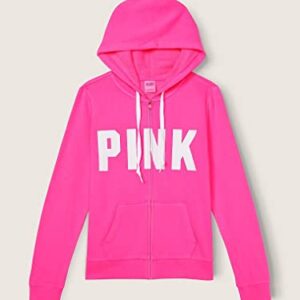 Victoria's Secret PINK Fleece Zip Up Perfect Hoodie, Atomic Pink, X-Large