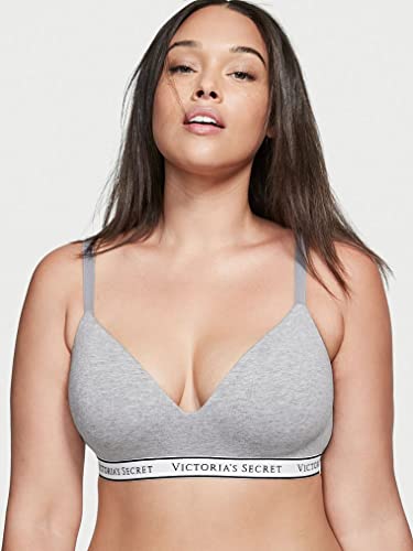 Victoria's Secret Lightly-Lined Wireless T-Shirt Bra, Medium Heather Gray, 34B