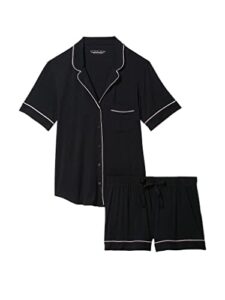 victoria’s secret modal short pajama set, black w angel pink piping, medium