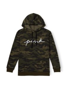 victoria’s secret pink fleece pullover campus hoodie, carbide camo, small