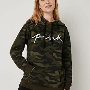 Victoria's Secret PINK Fleece Pullover Campus Hoodie, Carbide Camo, Small