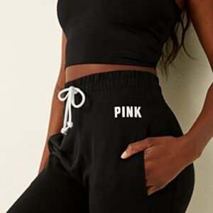 Victoria's Secret Pink Cotton High Waist Joggers, Pure Black, Medium