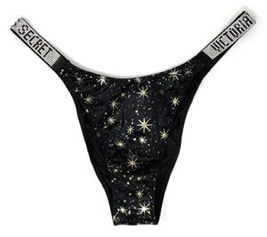 victoria’s secret very sexy bombshell shine brazilian panty, black gold stars, medium