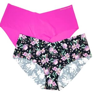 Victoria's Secret No-Show Hipster Hiphugger Panty, Fuchsia/Black Floral, Medium