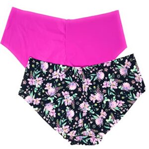 Victoria's Secret No-Show Hipster Hiphugger Panty, Fuchsia/Black Floral, Medium