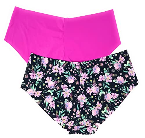 Victoria's Secret No-Show Hipster Hiphugger Panty, Fuchsia/Black Floral, Medium