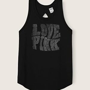 Victoria's Secret Pink Knit Racerback Perfect Tank Top, Pure Black, X-Large