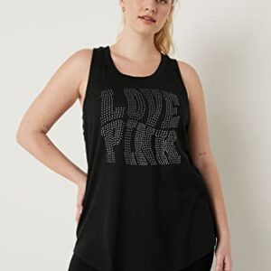 Victoria's Secret Pink Knit Racerback Perfect Tank Top, Pure Black, X-Large