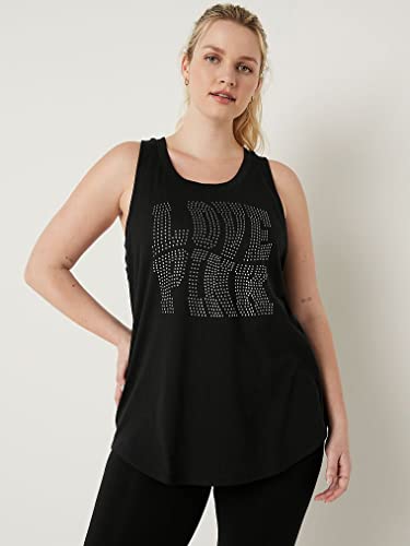 Victoria's Secret Pink Knit Racerback Perfect Tank Top, Pure Black, X-Large