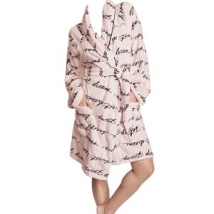 Victoria's Secret Short Cozy Robe Color Sweet Dreams Pink Stripe Size Medium/Large New