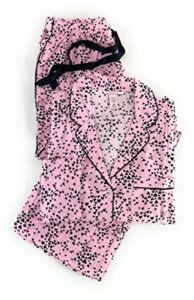 victoria’s secret flannel pj pajama set light pink tiny hearts large