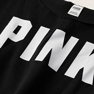 Victoria's Secret PINK Fleece Cropped Sweatshirt, Pure Black, Large